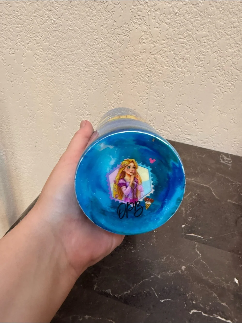 The Life of a Park Girl in My Disney Era Blue Glitter 20 oz Skinny Tumbler Cup